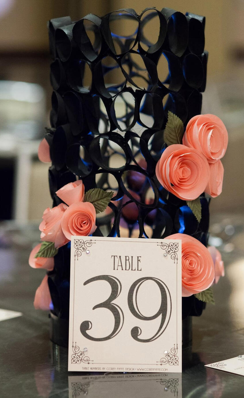 Sustainable Floral Design Handmade Recycled Paper Florals Ryan's Quest Valentine Ball Princeton, NJ
