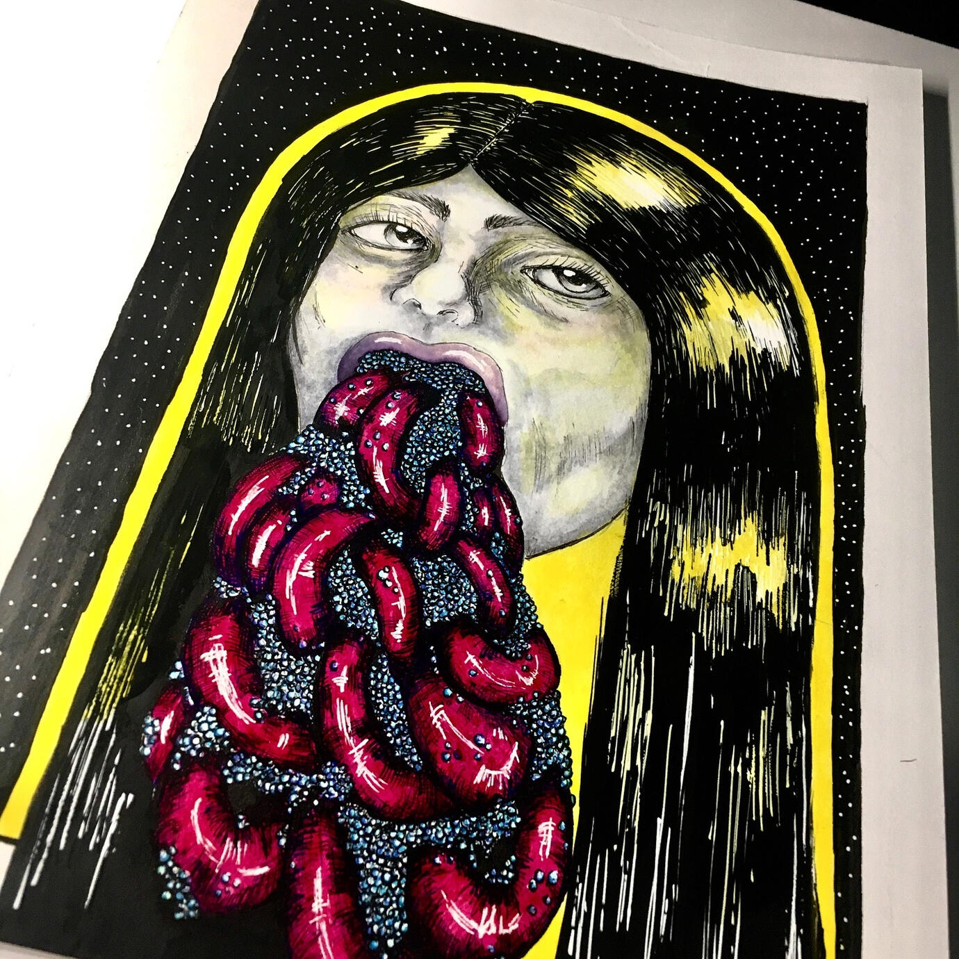 Ghosts of Thanksgivings Passed Ink on Bristol 5"x7"